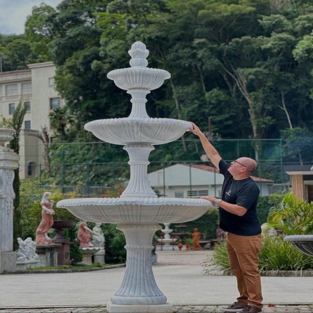 Marble outdoor fountain 3 tier