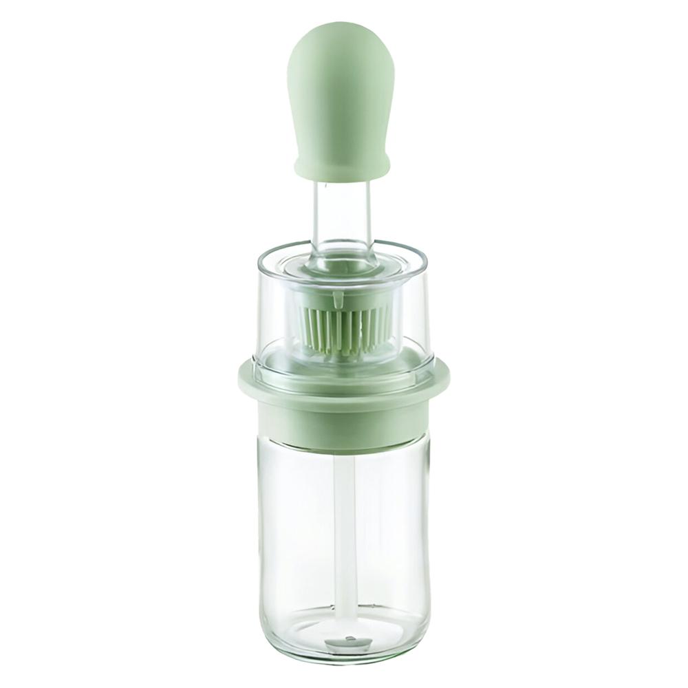 Prime Pick 180ml Oil Dispenser Bottle with Silicone Built-in Brush  Green  Gray