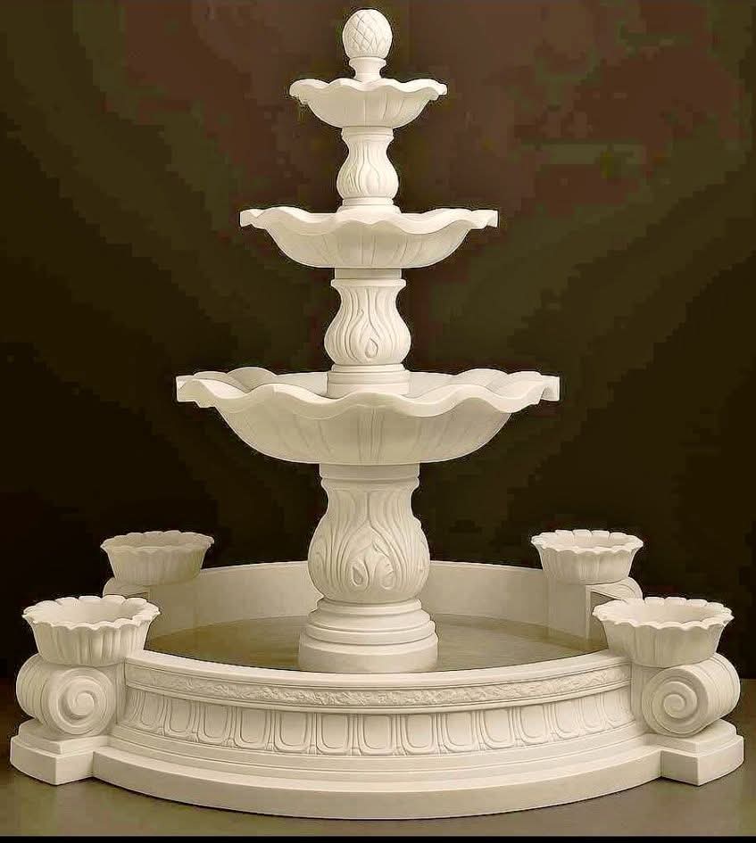 White marble outdoor fountain