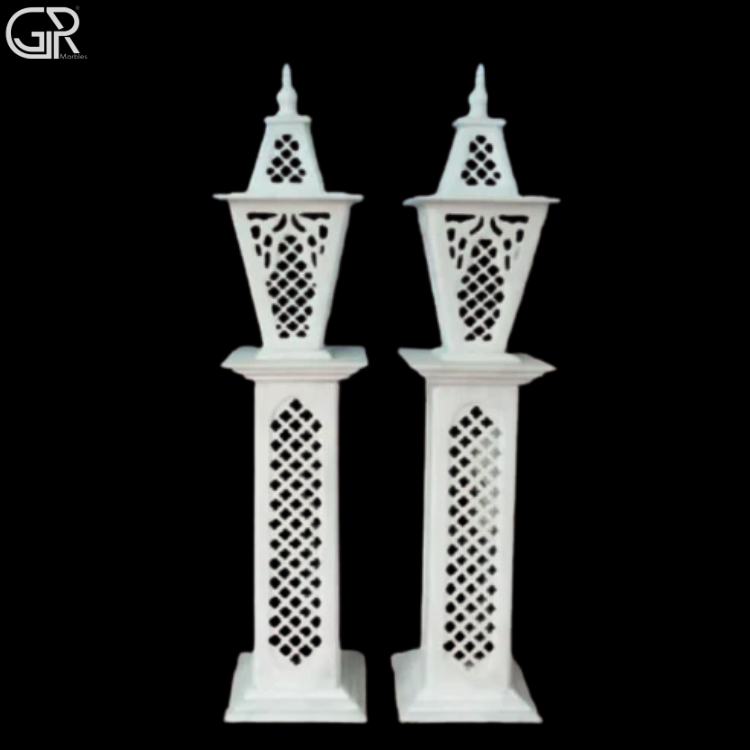 White Marble Jali Lamp