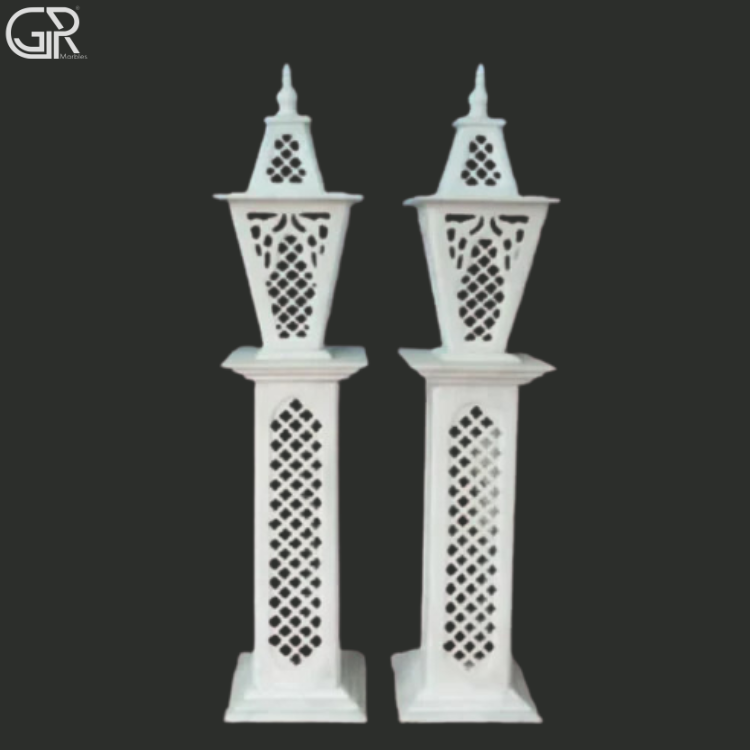White Marble Jali Lamp