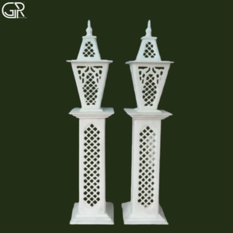 White Marble Jali Lamp