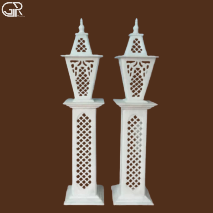 White Marble Jali Lamp