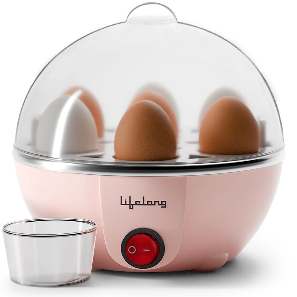 Lifelong Plastic Egg Boiler For 7 Eggs, 350 Watt|3 Boiling Modes Hard, Medium &|multipurpose One Touch Operation Egg Poacher & Electric Egg(lleeb09) - Color: Pink