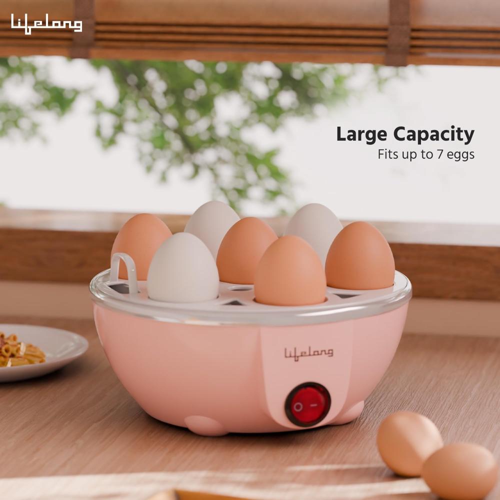 Lifelong Plastic Egg Boiler for 7 Eggs, 350 Watt|3 Boiling Modes Hard, Medium &|Multipurpose One Touch Operation Egg Poacher & Electric Egg(LLEEB09)