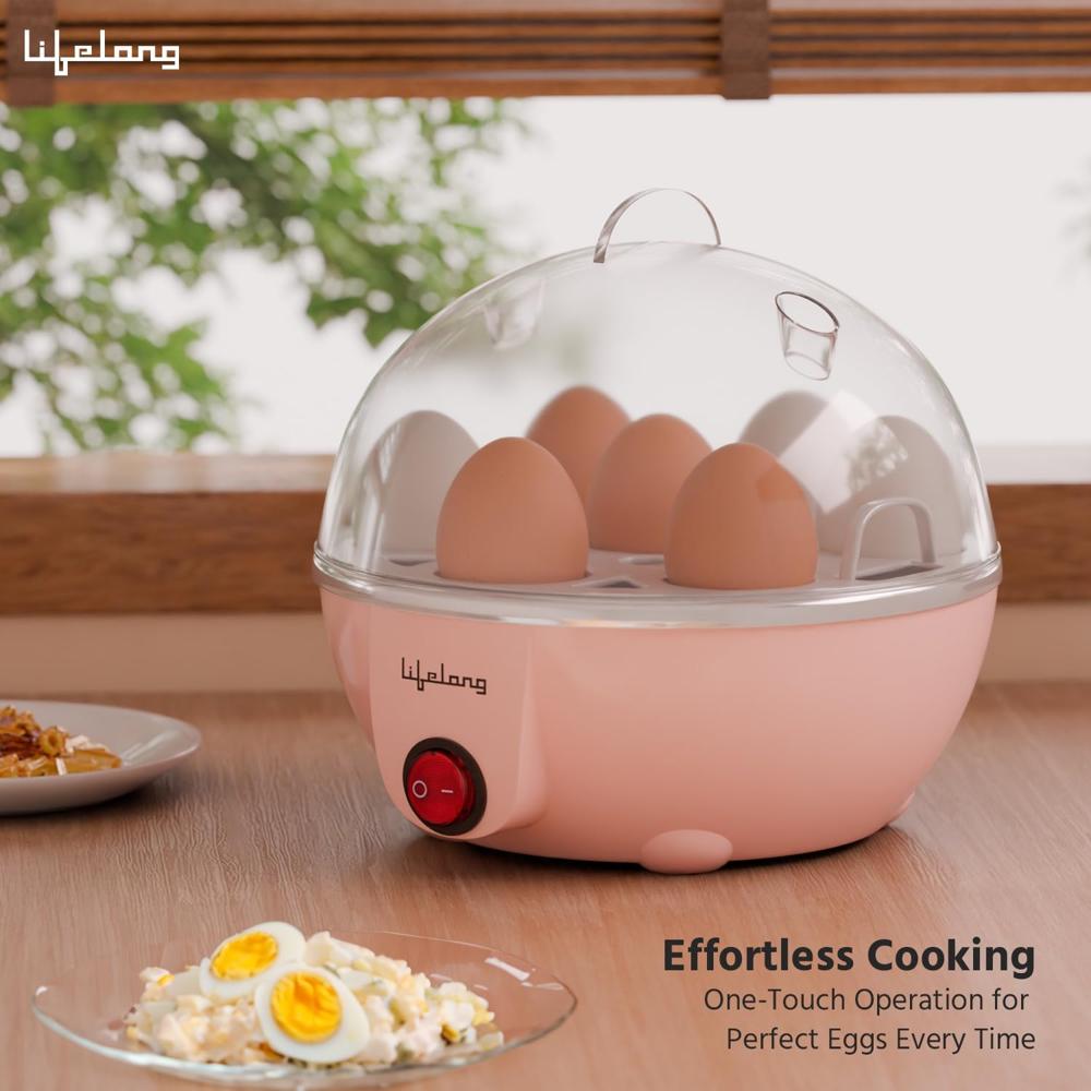 Lifelong Plastic Egg Boiler for 7 Eggs, 350 Watt|3 Boiling Modes Hard, Medium &|Multipurpose One Touch Operation Egg Poacher & Electric Egg(LLEEB09)