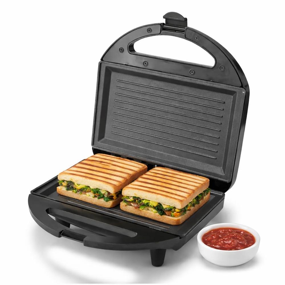Lifelong Llsm120g Sandwich Griller, Classic Pro 750 W Sandwich Maker With 4 Slice Non-stick Fixed Plates For Sandwiches At Home With 1 Year Warranty - Color: Black