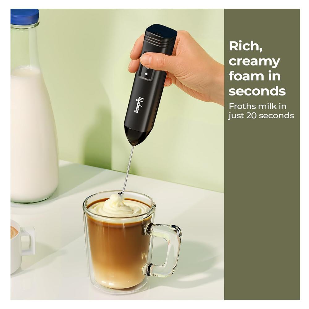 Lifelong Rechargeable Milk Frother and Beater with USB Type-C | Double Spring Whisk Handheld Foam Maker for Coffee, Latte,(LLMF05)