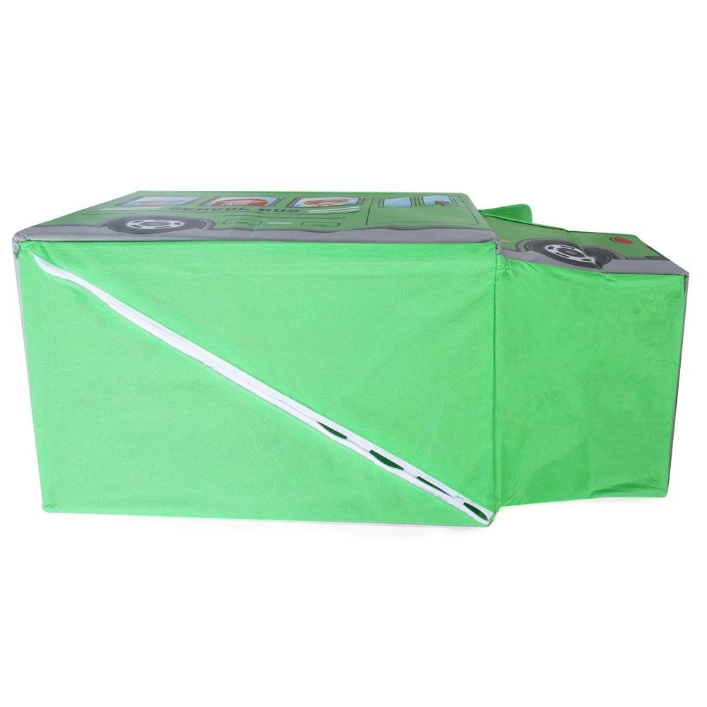 Foldable Bus Shape Toy Box Storage with Lid for Storage of Toys Basket Useful as Toy Organizer mountable Racks Surface Multipurpose Basket for Kids Wardrobe Cabinet Wood with Cloth Cover For Home Decor Books, Game, Baby Cloth (Mix Color,  Design )