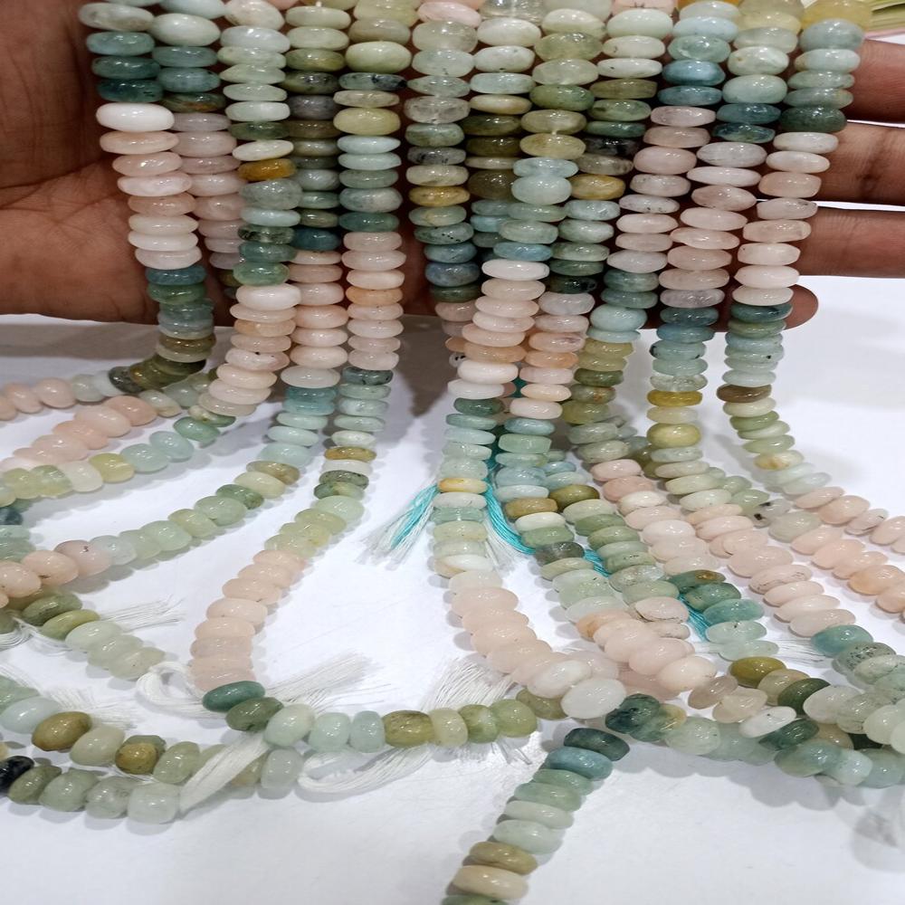 Natural Multi Aquamarine Rondelle Plain smooth 5 to 10mm Beads Sold per strand 7 inches long