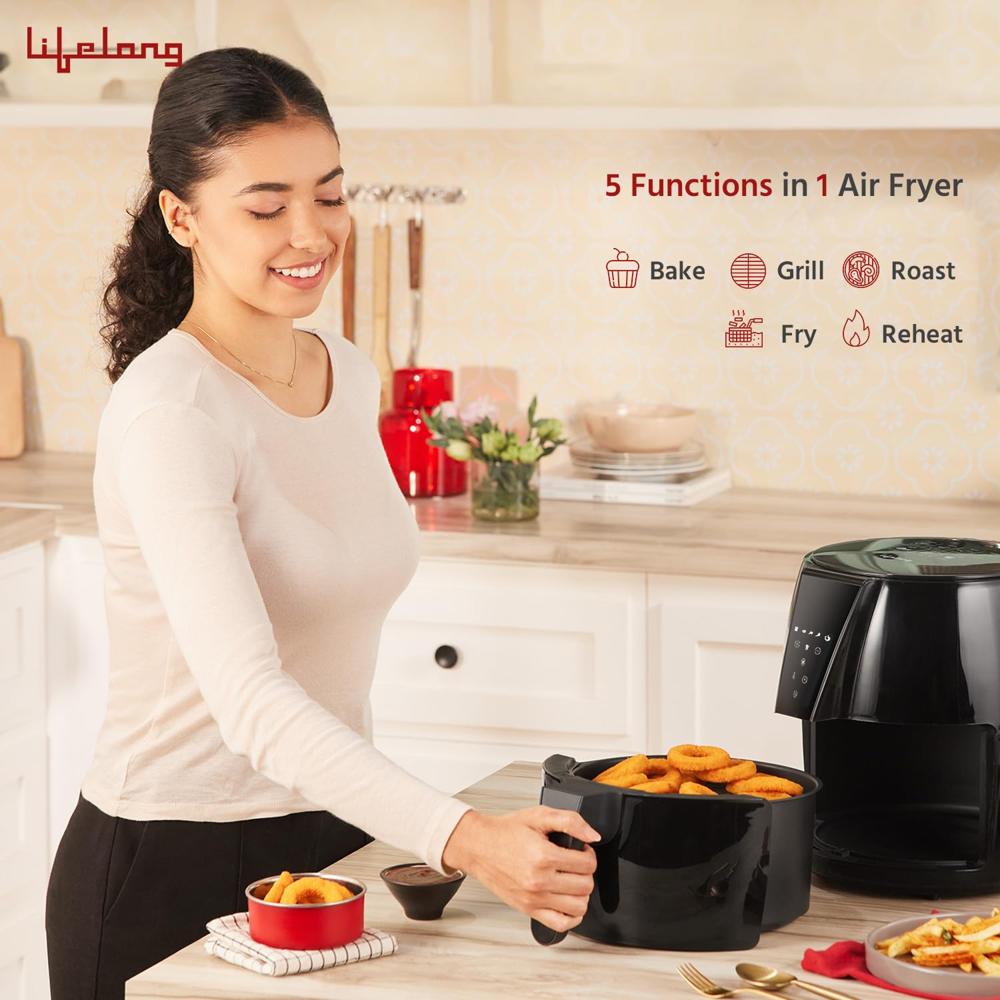 Lifelong Air Fryer | 1 Year Warranty | 1350W, 4.2L, Digital with 6 Presets, Hot Air Circulation, Temperature(LLHFD441)