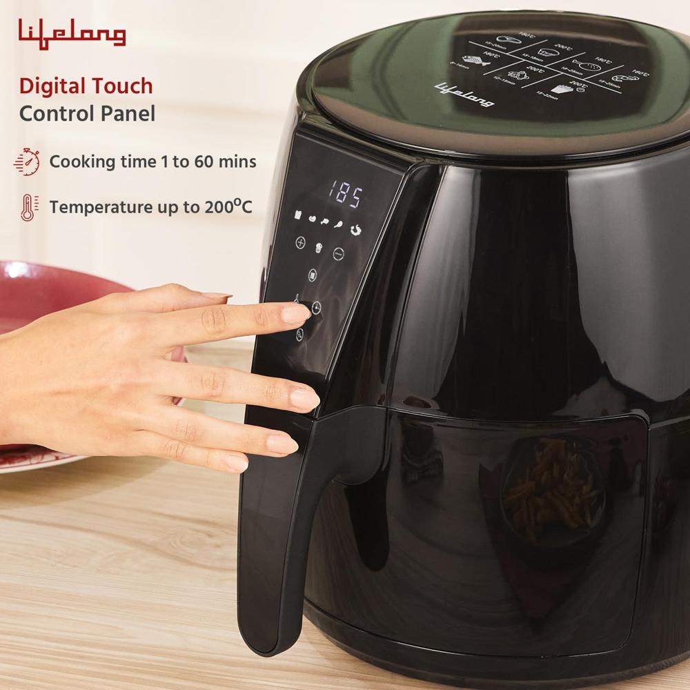 Lifelong Air Fryer | 1 Year Warranty | 1350W, 4.2L, Digital with 6 Presets, Hot Air Circulation, Temperature(LLHFD441)