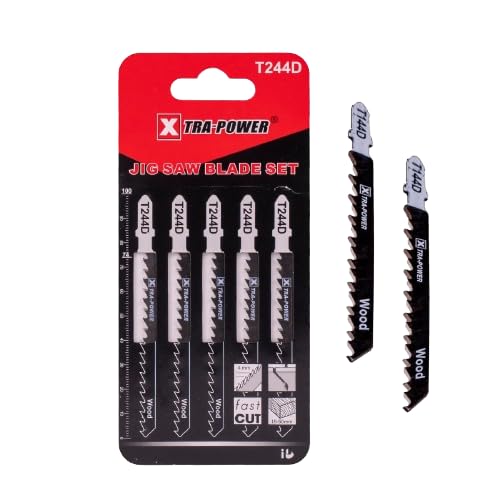 Xtra Power T144D Jig Saw Blades for Wood, T-Shank, Carbon Steel, Set of 5