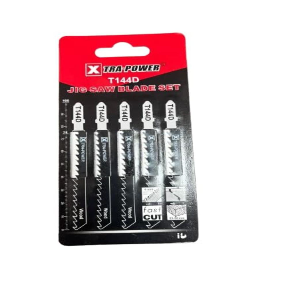 Xtra Power T144D Jig Saw Blades for Wood, T-Shank, Carbon Steel, Set of 5