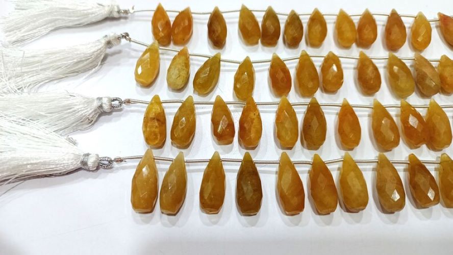Natural Yellow Aquamarine Teardrop Shape 8x20mm Briolette Beads Sold per Strand 8 Inches