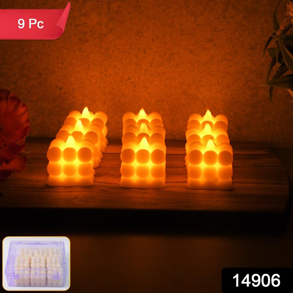 Decorative Led Bubble Candles (9 Pc / Set) - Color: Mix