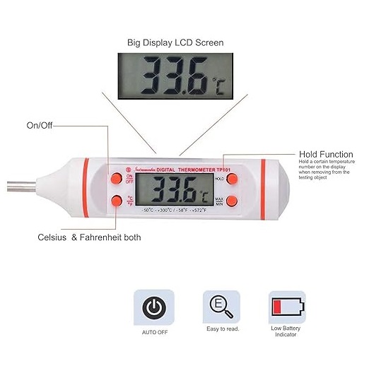 True Sense Digital Thermometer LCD -50 to 300 C Pen Type, TP-101
