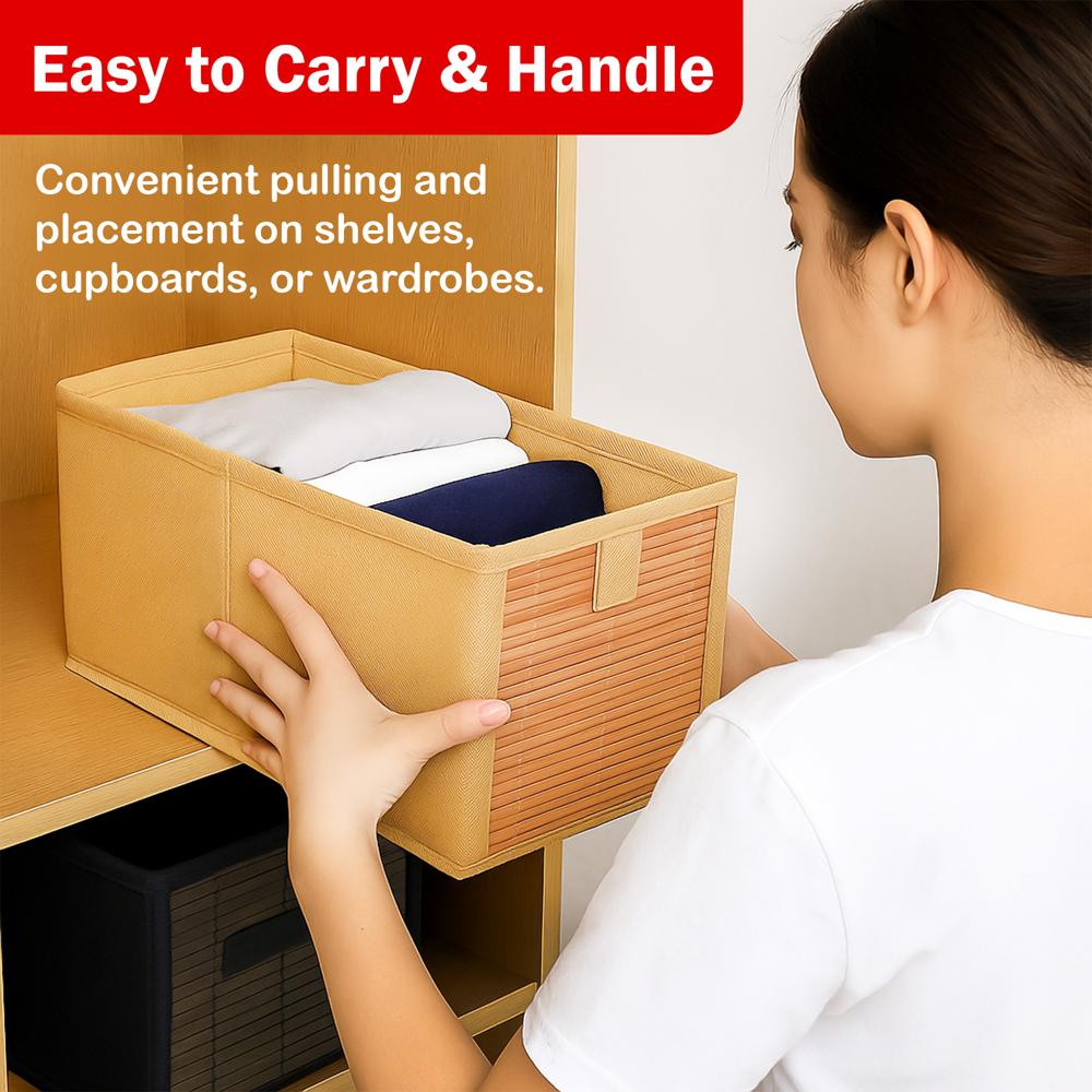 Foldable Beige Bamboo Cloth Organizer Box