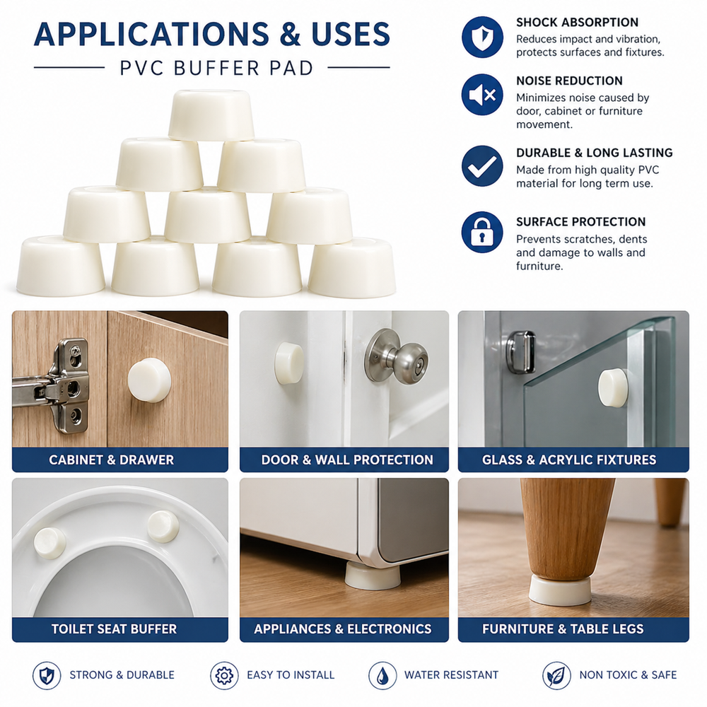 PVC Buffer Pads, Round Floor Protector for Furniture, Non-Skid Chair Leg Covers (20 Pieces)