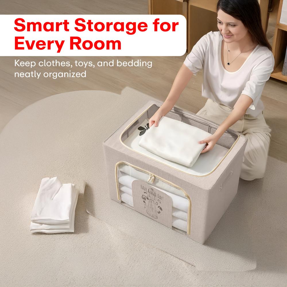 PRIME PICK Foldable Storage Box Double ZiPPer Cloth Oraganizer Box  1 Pack