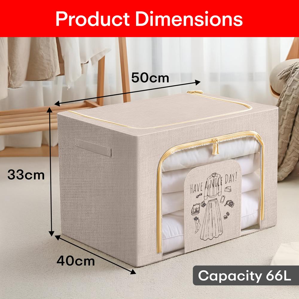 PRIME PICK Foldable Storage Box Double ZiPPer Cloth Oraganizer Box  1 Pack