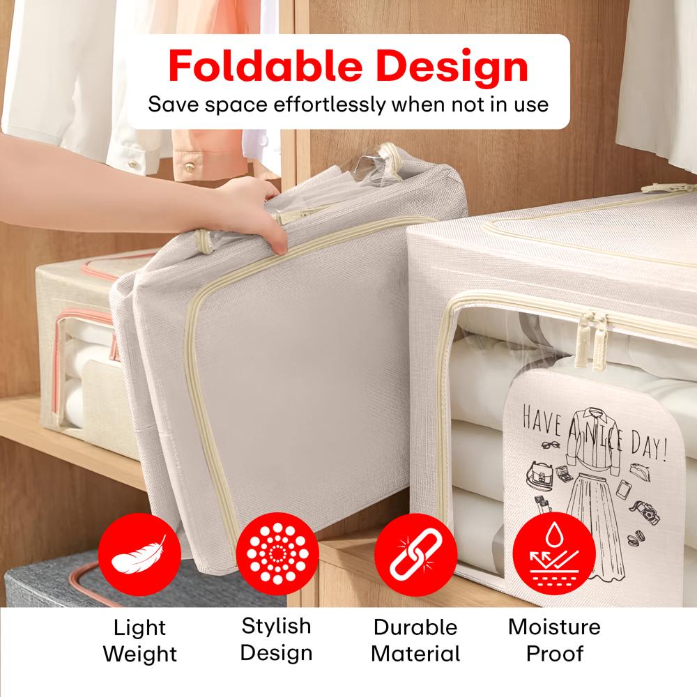 PRIME PICK Foldable Storage Box Double ZiPPer Cloth Oraganizer Box  1 Pack