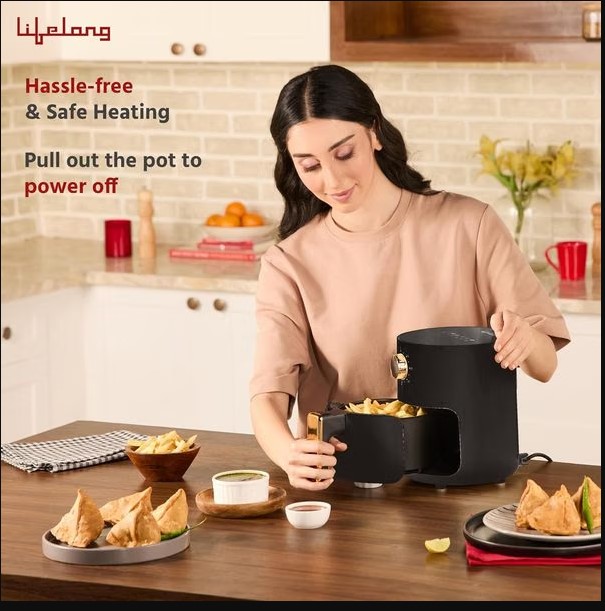 Lifelong 2.5L Air Fryer For Home-800W Small Airfryer Machine To Fry,Bake&Roast With Timer Control-Oil Free Fryer Machine-Electric Air-(LLHF26)