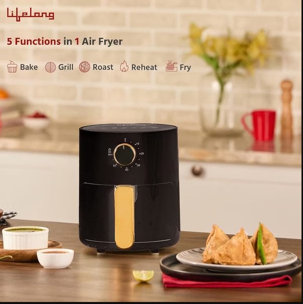 Lifelong 2.5L Air Fryer For Home-800W Small Airfryer Machine To Fry,Bake&Roast With Timer Control-Oil Free Fryer Machine-Electric Air-(LLHF26)