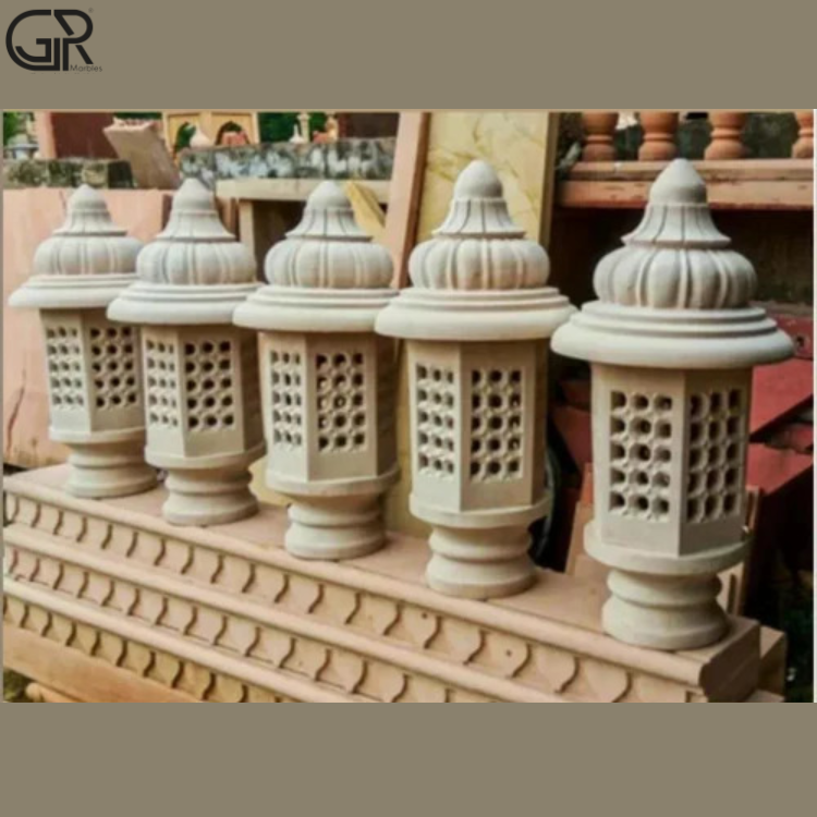 Beige Sandstone Lamp Posts