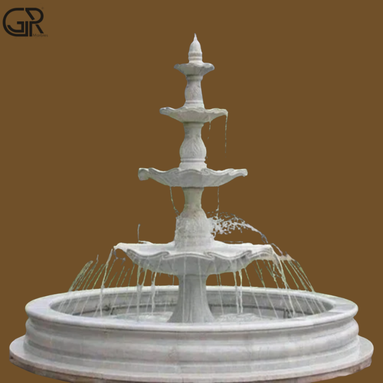 round marble water fountain