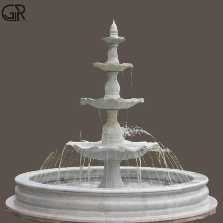 round marble water fountain