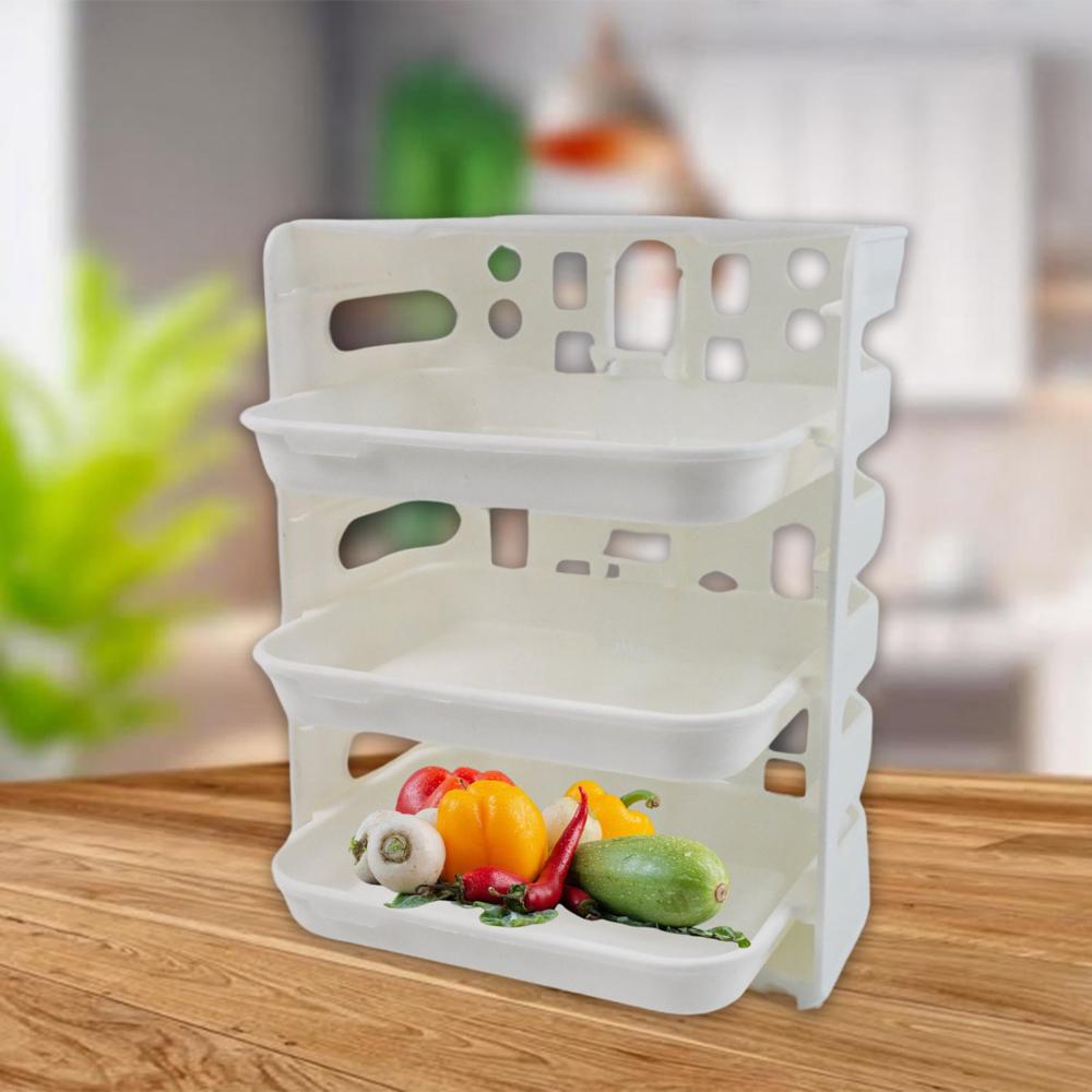 Plastic 3 Layer Wall Mounted Food Organizer Rack (1 Set)