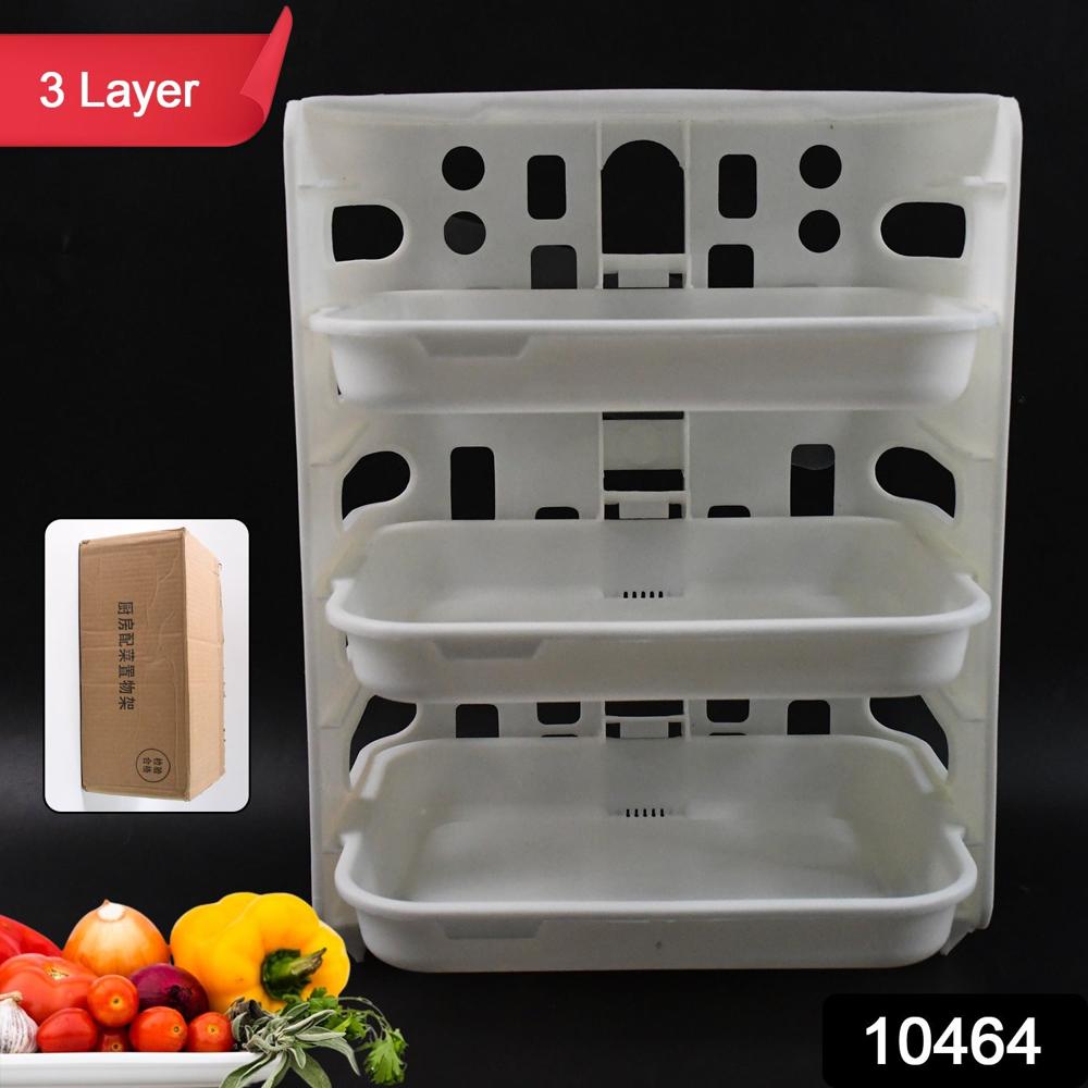 Plastic 3 Layer Wall Mounted Food Organizer Rack (1 Set)