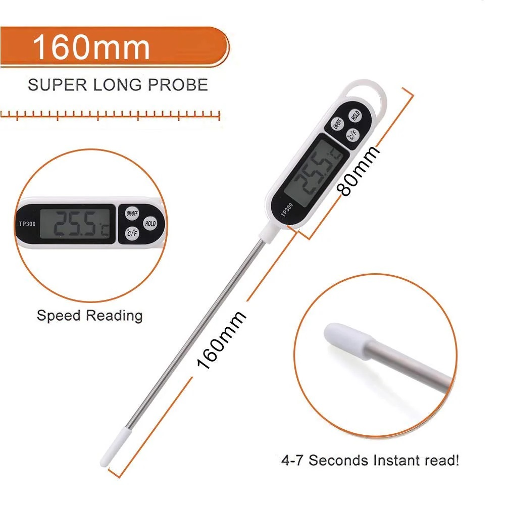 True Sense Digital Food Thermometer Kitchen BBQ Temperature Test With LCD Display Range, TP300