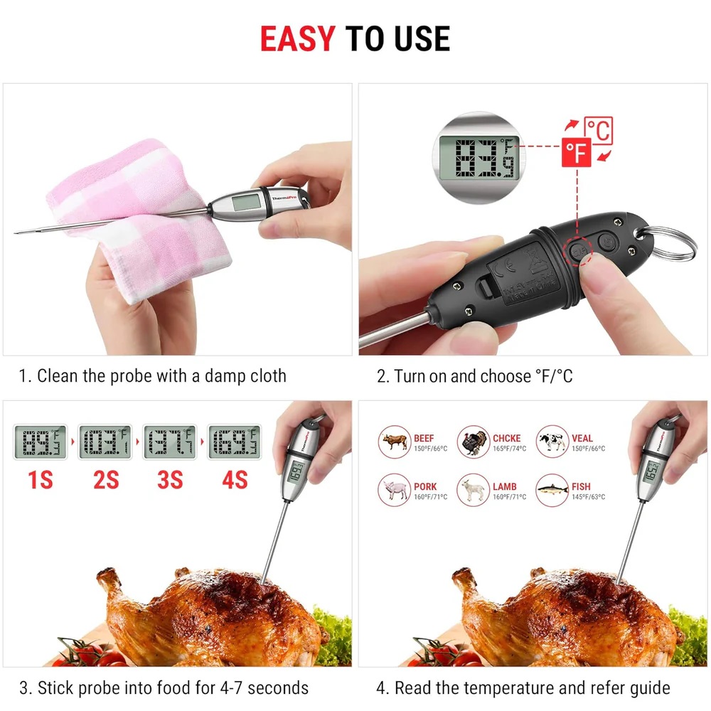 ThermoPro TP02S Meat Thermometer Digital Cooking Food Thermometer, TP-02S