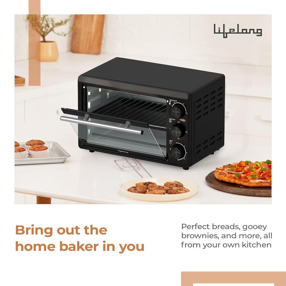 Lifelong 10 Litre Otg For Kitchen-1300W With Temp&60 Mins Timer Selection- Machine For Baking Cake, Pizza, Grilling&Toast Bread At Home- Electric Oven,(LLOT10)