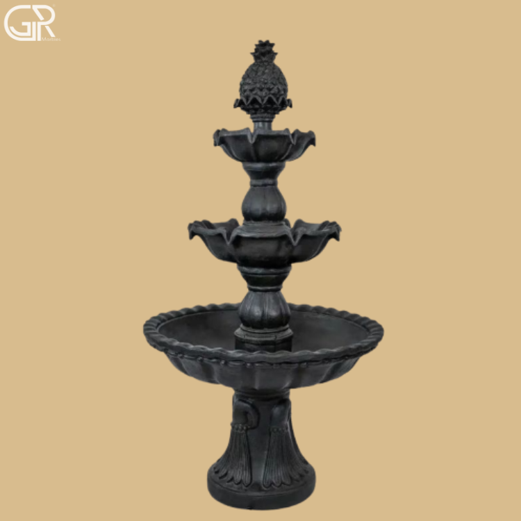 Black Marble 3 Tier Fountain, 6ft