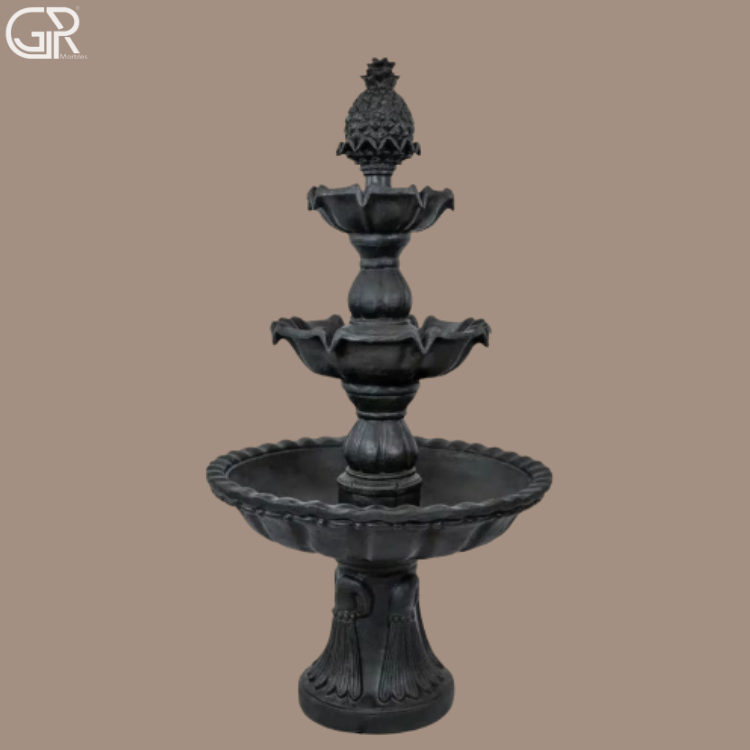 Black Marble 3 Tier Fountain, 6ft
