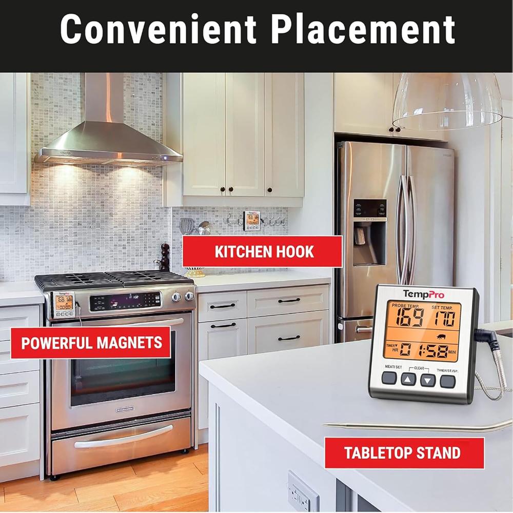 ThermoPro TP-16S Digital Meat Thermometer Accurate Candy Smoker Cooking Food BBQ Thermometer, TP-16S
