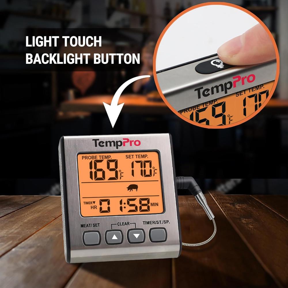 ThermoPro TP-16S Digital Meat Thermometer Accurate Candy Smoker Cooking Food BBQ Thermometer, TP-16S