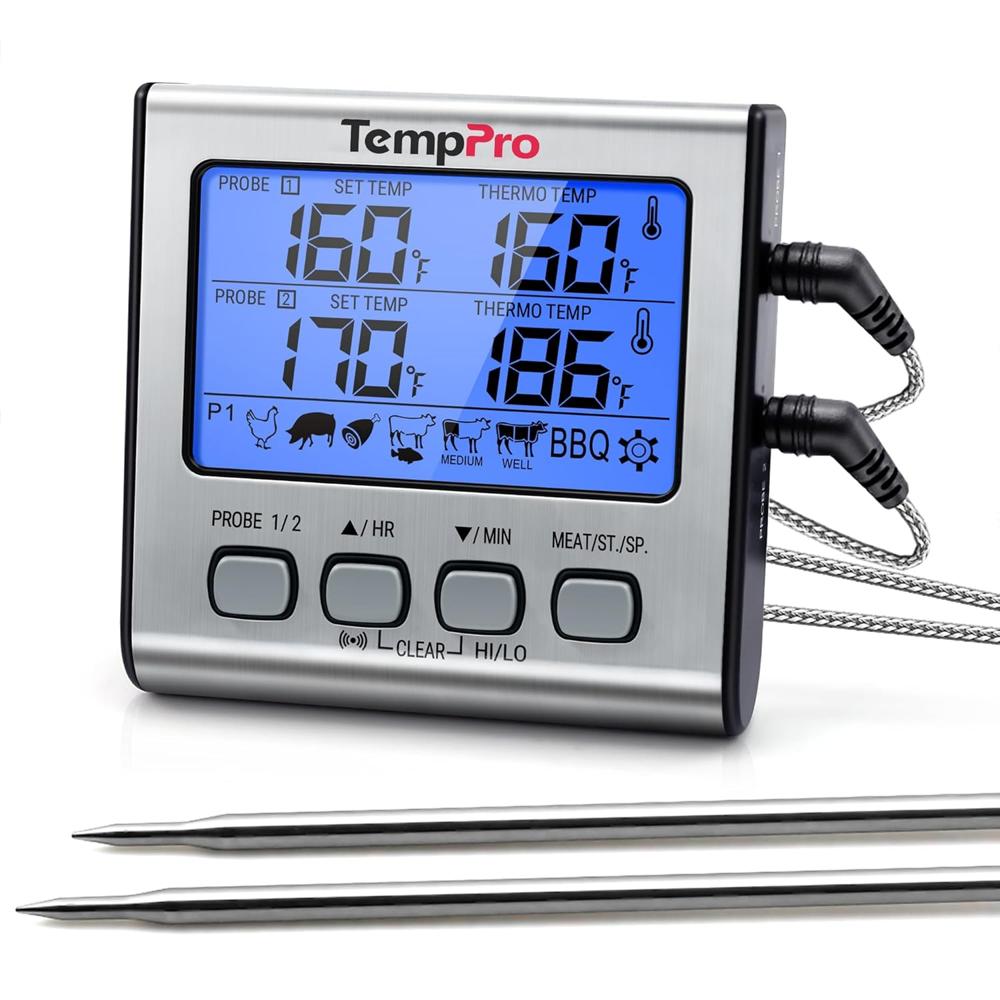 ThermoPro TP-17 Dual Probe Digital Cooking Meat Food Grill Thermometer for Smoker Kitchen Oven BBQ, TP-17