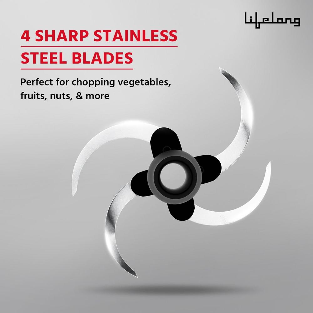 Lifelong Push Chopper 1600ml with Whisker | Versatile Multi-Purpose Vegetable, Onion, and Garlic Chopper, Ideal Manual Kitchen Cutter for(LLKT001)