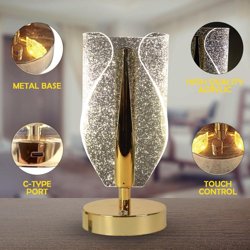 Luxury Crystal Table Lamp With Usb Charging (1 Pc) - Color: Mix