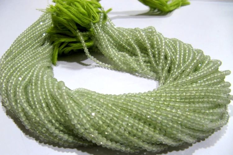 Natural Prehnite 2.5mm Rondelle Micro faceted Gemstone Beads Strand 13 Inches