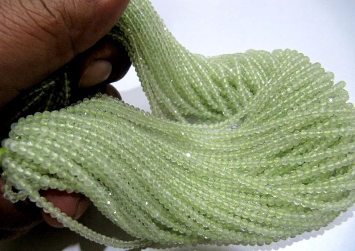 Natural Prehnite 2.5mm Rondelle Micro faceted Gemstone Beads Strand 13 Inches