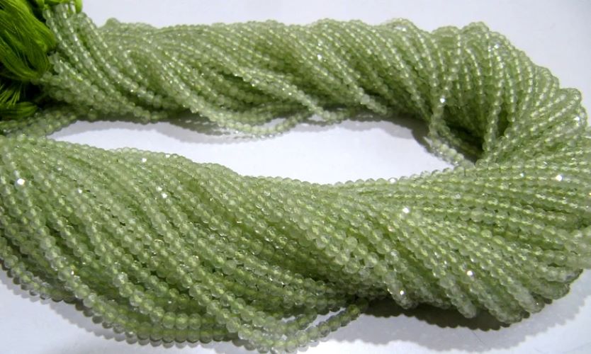 Natural Prehnite 2.5mm Rondelle Micro faceted Gemstone Beads Strand 13 Inches