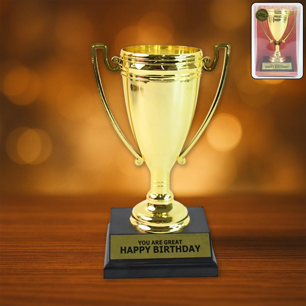 Golden Birthday Trophy You Are Great Happy Birthday Plastic Award With Base - Color: Mix