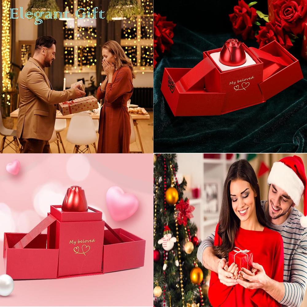 Christmas Gifts For Women Rose Ring Box Jewellery Box - Color: Mix