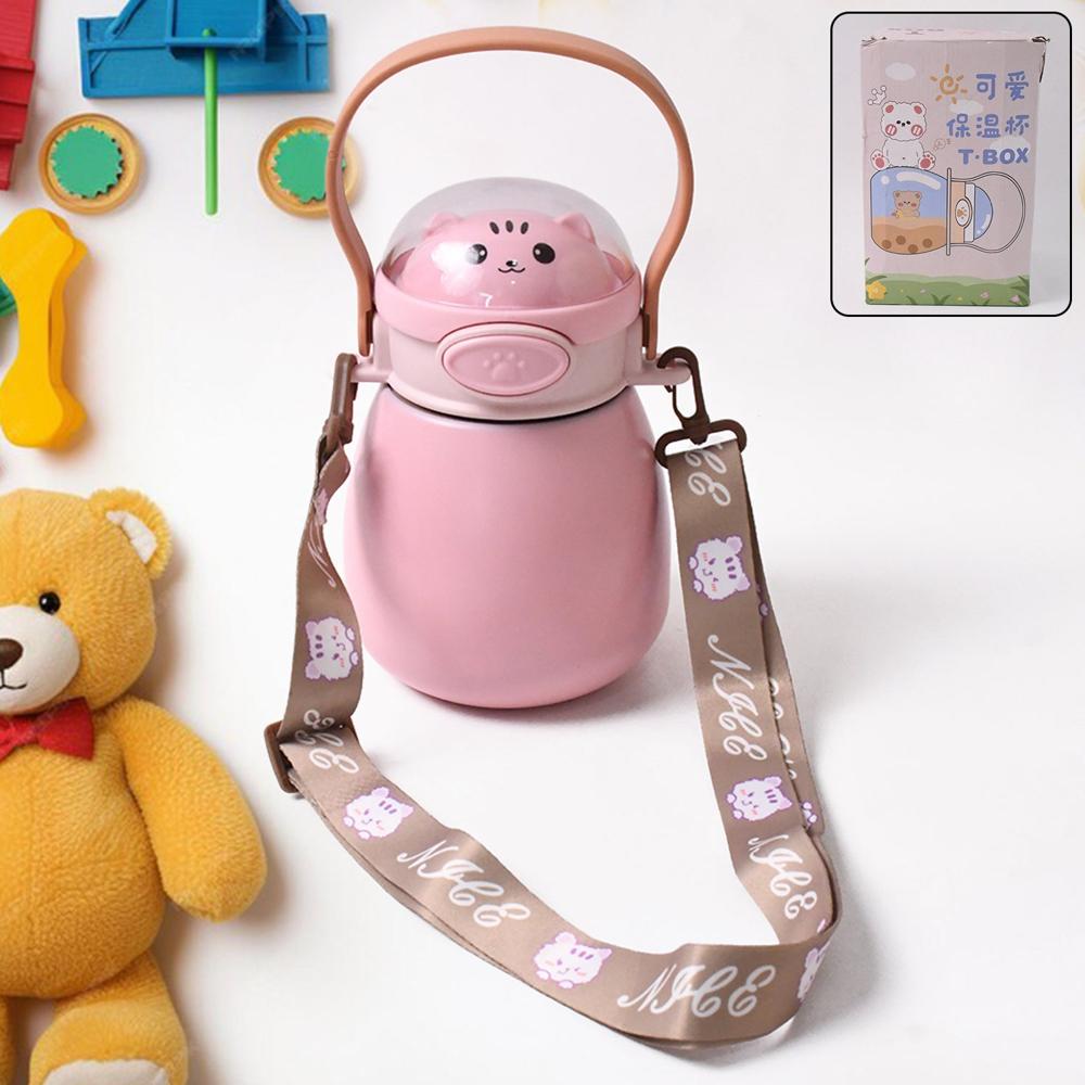 Stainless Steel Kitten / Bottle Vacuum Insulated Cup With Handle & Strap (700 Ml) - Application: Hot And Cold Beverage Storage For Kids And Adults