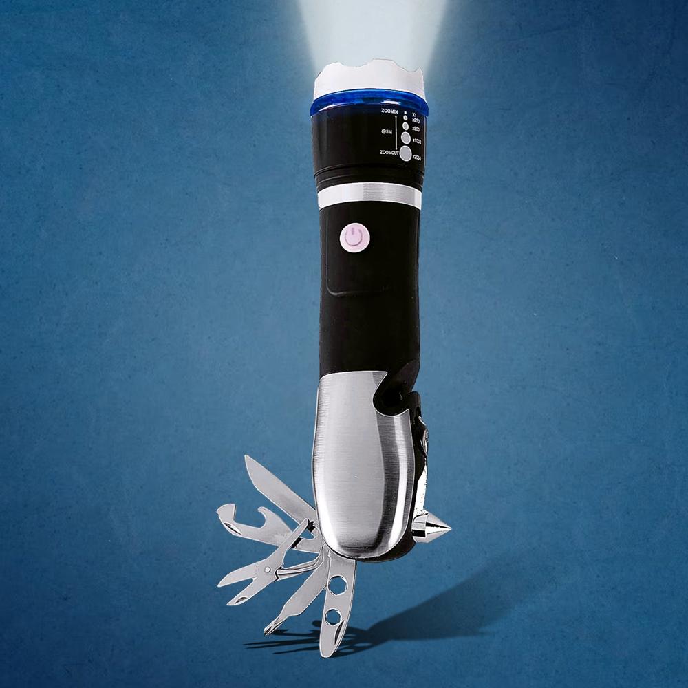Battery Operated Multi-Tool LED Flashlight  All in One Tool Light (1 Pc)